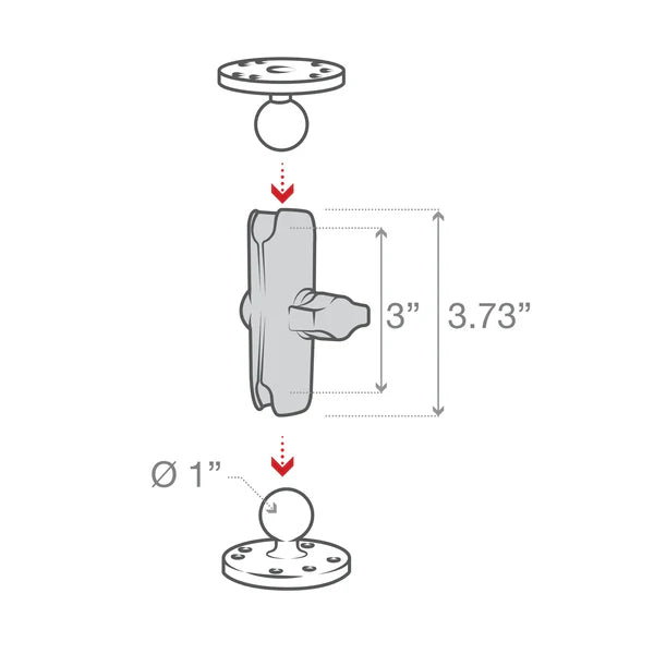 RAM Mount B Size 1" Ball Long Socket Arm (RAM-B-101U-C)