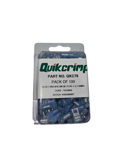 Terminal Quickcrimp QKC78 Blue Fins Nylon QC Flag 1.5 - 2.5 mm