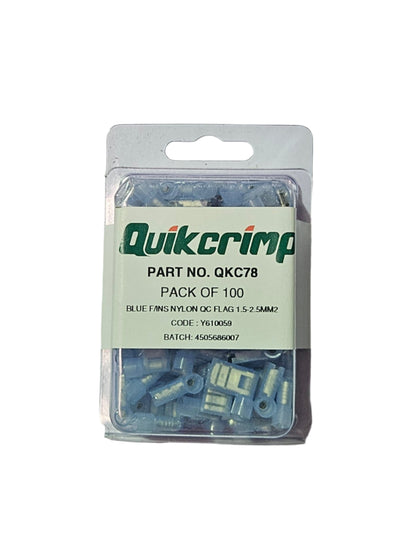 Terminal Quickcrimp QKC78 Blue Fins Nylon QC Flag 1.5 - 2.5 mm